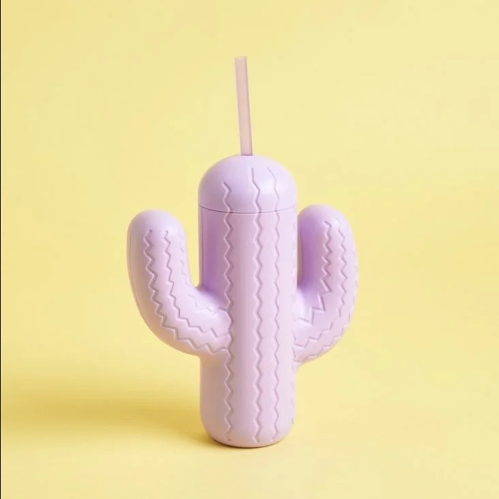 Pink Sky Cactus Cup with Straw